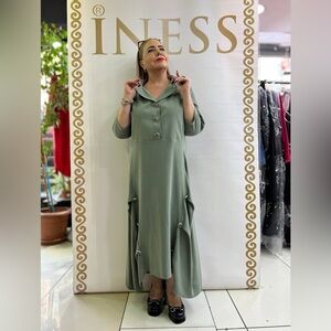 Sage Green Button-Down Maxi Dress
